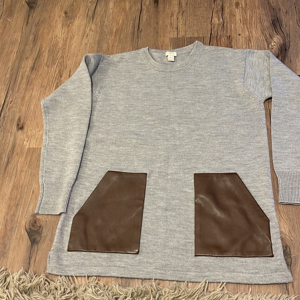 J.Crew Womens Gray Merino Wool Dark Academia Long Sleeve Pullover Sweater